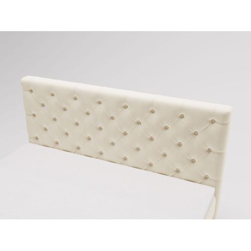 Lit Continental Montego Avec Rangement - 140 X 200 - Double - Velours - Crème