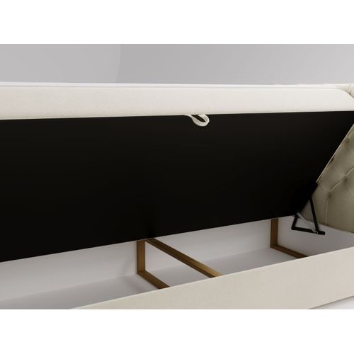 Lit Continental Montego Avec Rangement - 140 X 200 - Double - Velours - Crème