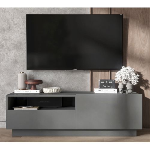 Meuble TV Gris 156x37x45 cm Bois de pin massif vidaXL | Leroy Merlin