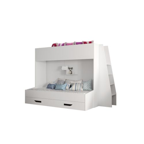 Party 17 Lit Superposé 247/165/135 Cm, Surface De Couchage: 90x200 Cm (blanc/blanc/noir)