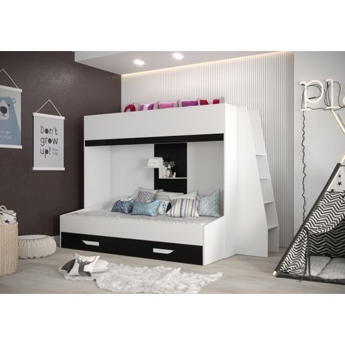 Party 17 Lit Superposé 247/165/135 Cm, Surface De Couchage: 90x200 Cm (blanc/noir)