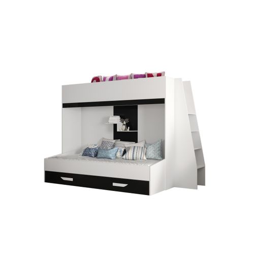 Party 17 Lit Superposé 247/165/135 Cm, Surface De Couchage: 90x200 Cm (blanc/noir)