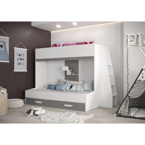 Party 17 Lit Superposé 247/165/135 Cm, Surface De Couchage: 90x200 Cm (blanc/gris)