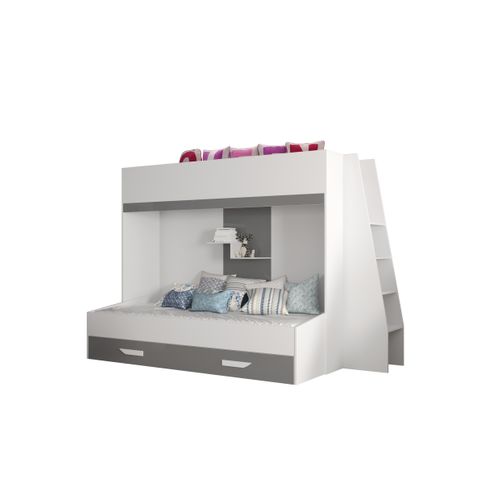 Party 17 Lit Superposé 247/165/135 Cm, Surface De Couchage: 90x200 Cm (blanc/gris)
