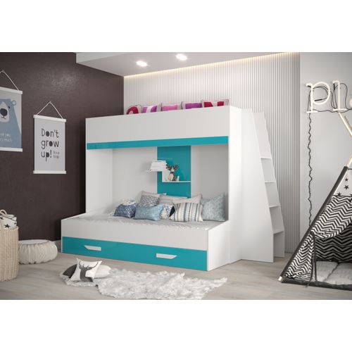 Party 17 Lit Superposé 247/165/135 Cm, Surface De Couchage: 90x200 Cm (blanc/turquoise)