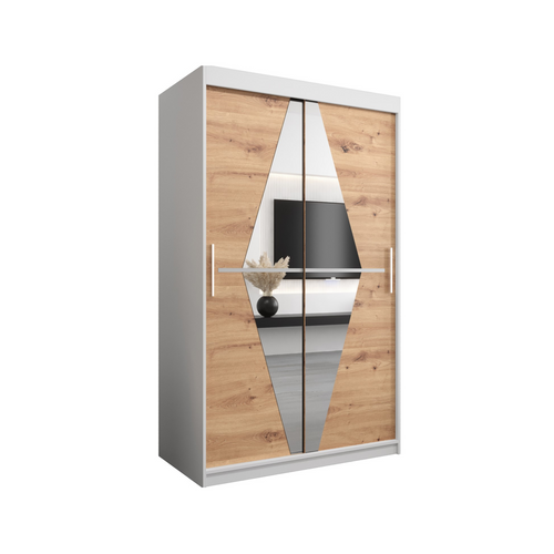 Armoire Boliwia à Portes Coulissantes 200/120/62 2 Portes (blanc/artisan)