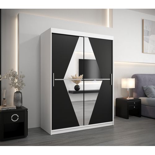 Armoire Boliwia à Portes Coulissantes 200/150/62 2 Portes (blanc/noir)