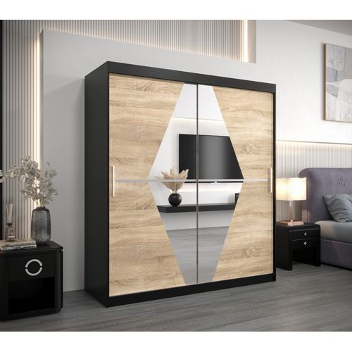 Armoire Boliwia à Portes Coulissantes 200/180/62 2 Portes (noir)