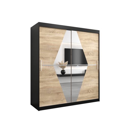 Armoire Boliwia à Portes Coulissantes 200/180/62 2 Portes (noir)