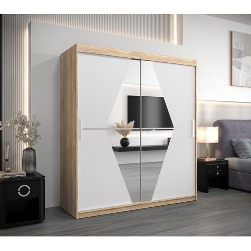Armoire Boliwia à Portes Coulissantes 200/180/62 2 Portes (sonoma/blanc)