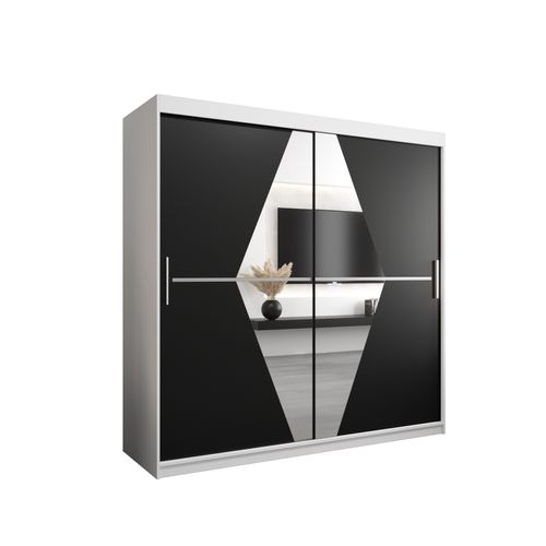 Armoire Boliwia à Portes Coulissantes 200/200/62 2 Portes (blanc/noir)