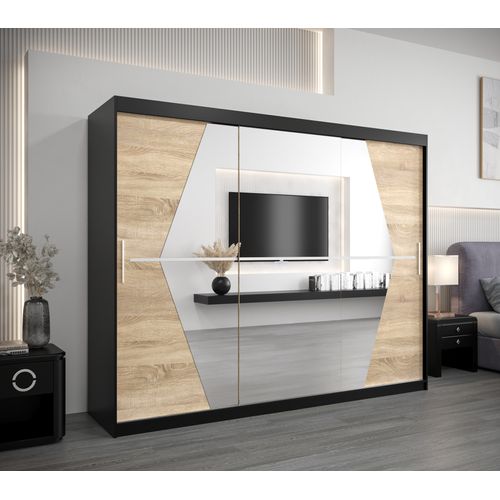 Armoire Boliwia à Portes Coulissantes 200/250/62 3 Portes (noir)