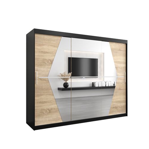 Armoire Boliwia à Portes Coulissantes 200/250/62 3 Portes (noir)