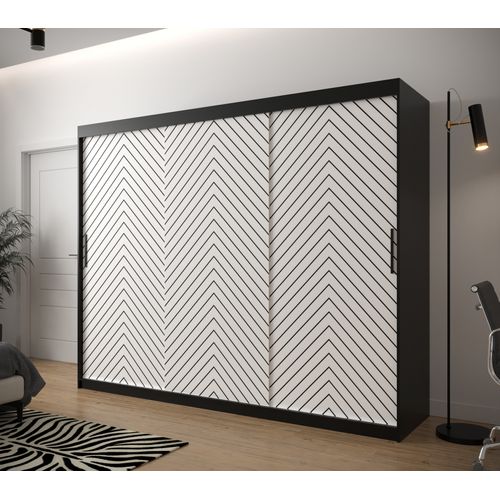 Armoire à Portes Coulissantes Jodełka 1 200/250/62 3 Portes (noir/blanc)