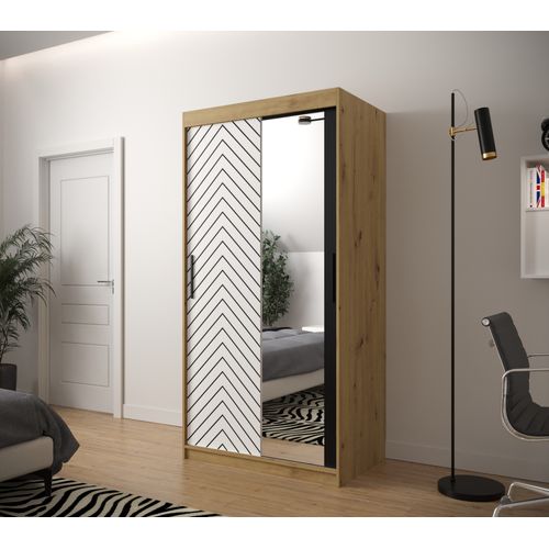 Armoire à Portes Coulissantes Jodełka 2 200/100/62 2 Portes (artisan/blanc)