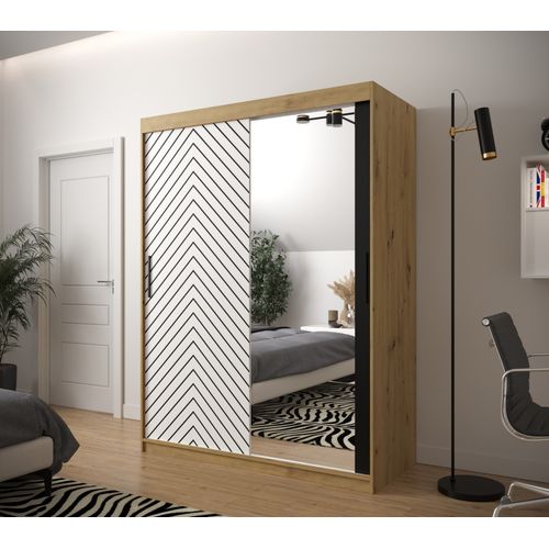 Armoire à Portes Coulissantes Jodełka 2 200/150/62 2 Portes (artisan/blanc)