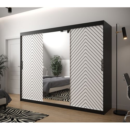 Armoire à Portes Coulissantes Jodełka 2 200/250/62 3 Portes (noir/blanc)