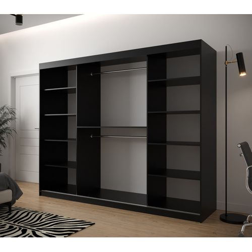 Armoire à Portes Coulissantes Jodełka 2 200/250/62 3 Portes (noir/blanc)