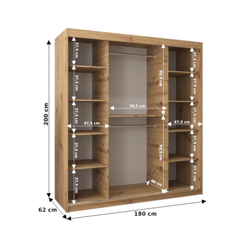 Armoire à Portes Coulissantes Marmur T 200/180/62 (blanc)