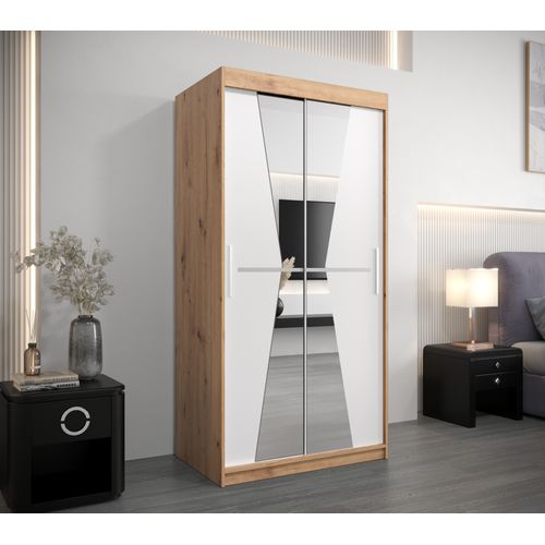 Armoire Maroko à Portes Coulissantes 200/100/62 2 Portes (artisan/blanc)