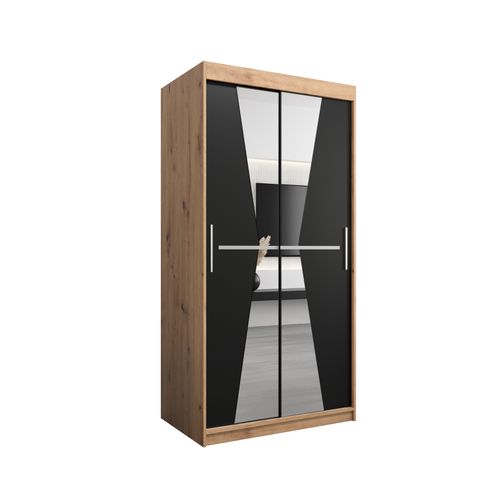 Armoire Maroko à Portes Coulissantes 200/100/62 2 Portes (artisan/noir)
