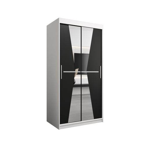 Armoire Maroko à Portes Coulissantes 200/100/62 2 Portes (blanc/noir)