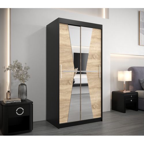 Armoire Maroko à Portes Coulissantes 200/100/62 2 Portes (noir/sonoma)