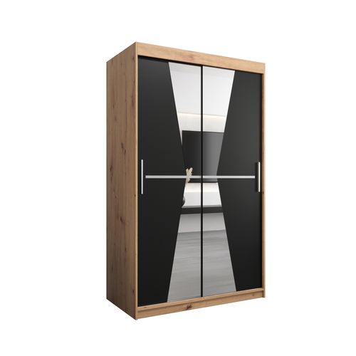 Armoire Maroko à Portes Coulissantes 200/120/62 2 Portes (artisan/noir)