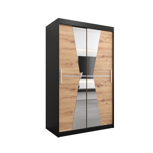 Armoire Maroko à Portes Coulissantes 200/120/62 2 Portes (noir/artisan)