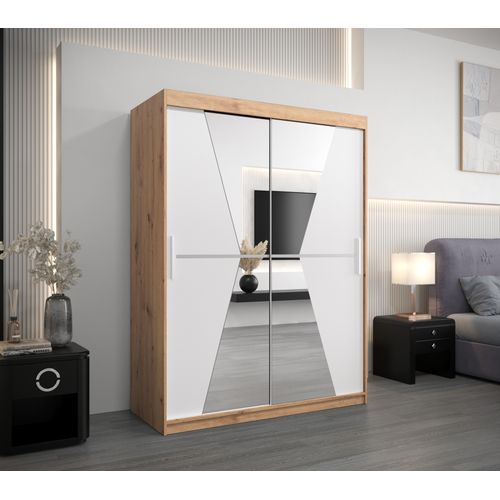 Armoire Maroko à Portes Coulissantes 200/150/62 2 Portes (artisan/blanc)
