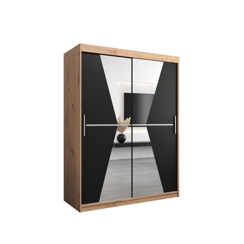 Armoire Maroko à Portes Coulissantes 200/150/62 2 Portes (artisan/noir)