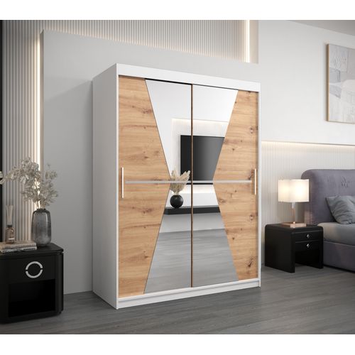 Armoire Maroko à Portes Coulissantes 200/150/62 2 Portes (blanc/artisan)