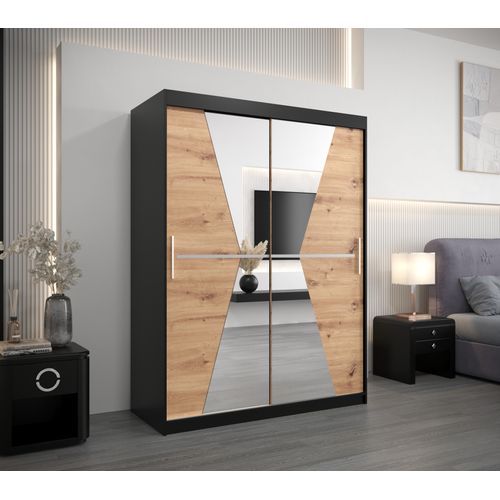 Armoire Maroko à Portes Coulissantes 200/150/62 2 Portes (noir/artisan)