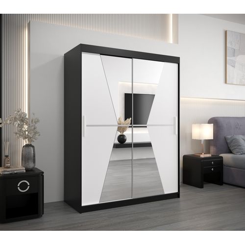 Armoire Maroko à Portes Coulissantes 200/150/62 2 Portes (noir/blanc)