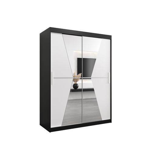 Armoire Maroko à Portes Coulissantes 200/150/62 2 Portes (noir/blanc)