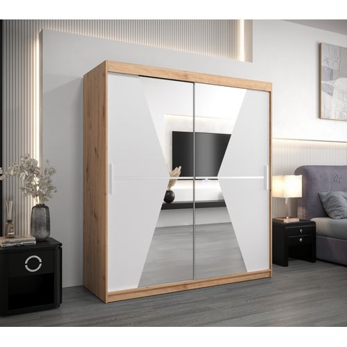 Armoire Maroko à Portes Coulissantes 200/180/62 2 Portes (artisan/blanc)