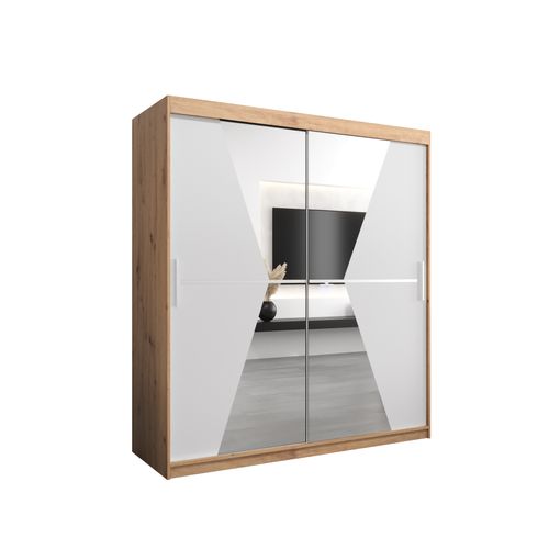 Armoire Maroko à Portes Coulissantes 200/180/62 2 Portes (artisan/blanc)
