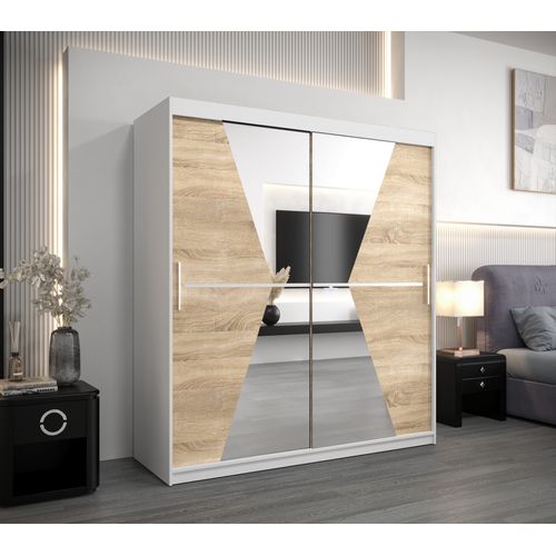 Armoire Maroko à Portes Coulissantes 200/180/62 2 Portes (blanc/sonoma)