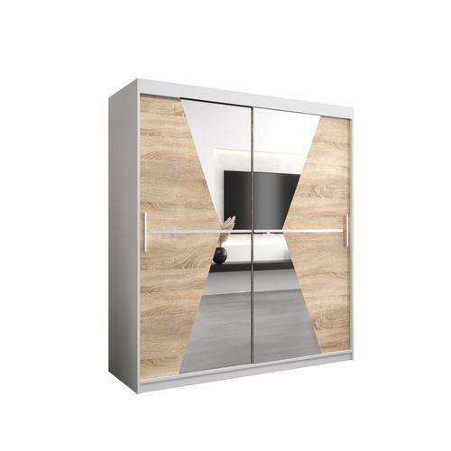 Armoire Maroko à Portes Coulissantes 200/180/62 2 Portes (blanc/sonoma)