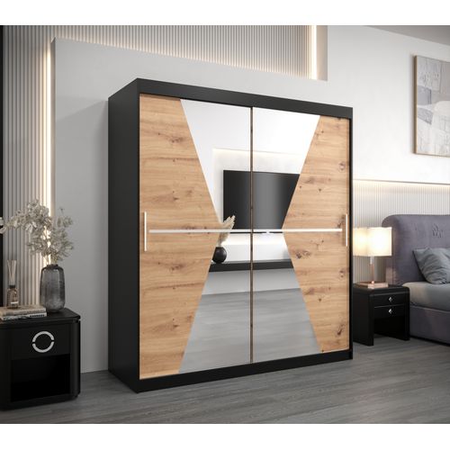 Armoire Maroko à Portes Coulissantes 200/180/62 2 Portes (noir/artisan)