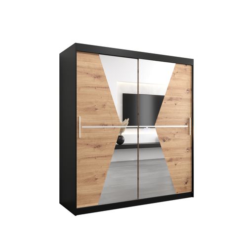 Armoire Maroko à Portes Coulissantes 200/180/62 2 Portes (noir/artisan)