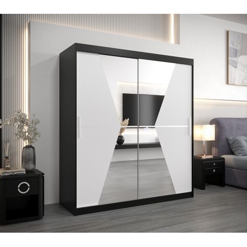 Armoire Maroko à Portes Coulissantes 200/180/62 2 Portes (noir/blanc)