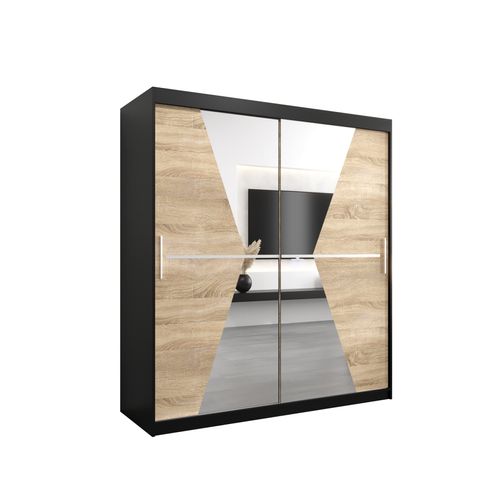 Armoire Maroko à Portes Coulissantes 200/180/62 2 Portes (noir/sonoma)