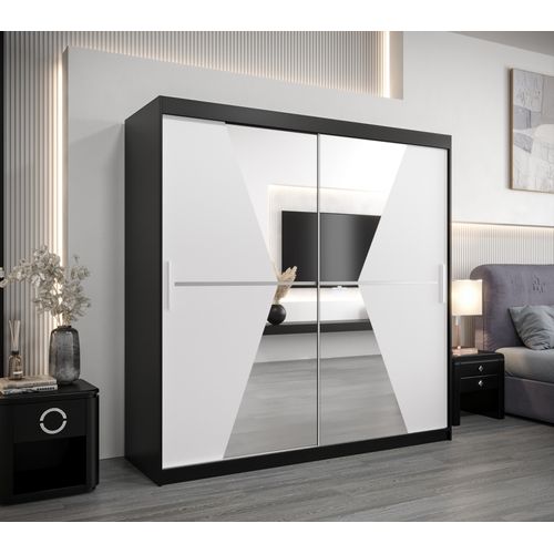 Armoire Maroko à Portes Coulissantes 200/200/62 2 Portes (noir/blanc)