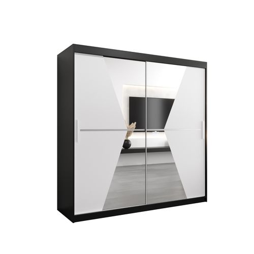 Armoire Maroko à Portes Coulissantes 200/200/62 2 Portes (noir/blanc)