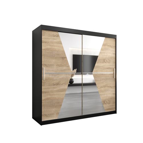 Armoire Maroko à Portes Coulissantes 200/200/62 2 Portes (noir/sonoma)