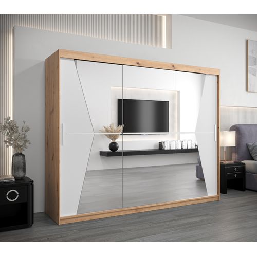 Armoire Maroko à Portes Coulissantes 200/250/62 3 Portes (artisan/blanc)