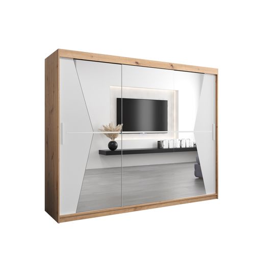 Armoire Maroko à Portes Coulissantes 200/250/62 3 Portes (artisan/blanc)