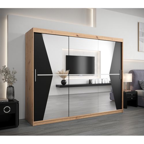 Armoire Maroko à Portes Coulissantes 200/250/62 3 Portes (artisan/noir)