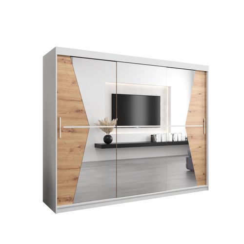 Armoire Maroko à Portes Coulissantes 200/250/62 3 Portes (blanc/artisan)
